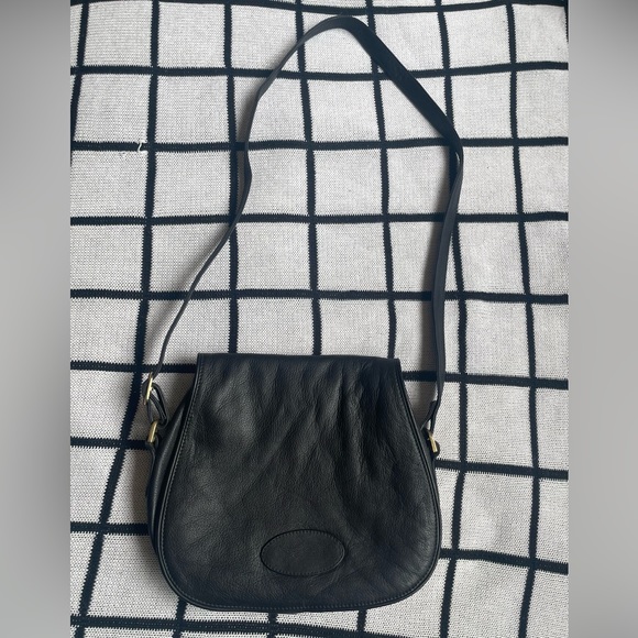 VINTAGE Black Leather Purse || Medium size - Picture 1 of 6